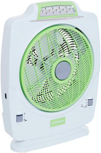 display image 1 for product Rechargeable Fan - LED Night Light - 12V 7Ah Rechargeable Battery - 11-13 Inch Fan - 3 Leaf Blade - 2 Speed Setting - Plastic Body - Portable, Lightweight