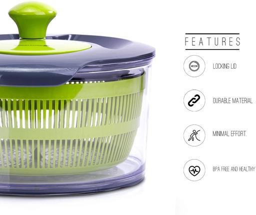Jumbo Salad Spinner - Fast Extra Large Bowl - Efficient Lettuce Dryer