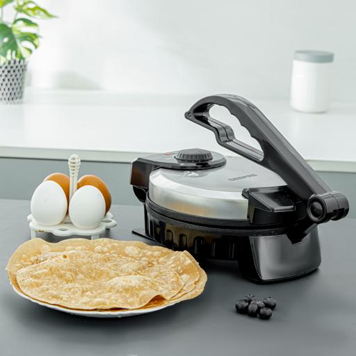 display image 5 for product Geepas GCM5429 8" Chapathi Maker - Non-stick Coating with Thermostat Control | Cool Touch Handle with Indicator Lights | Ideal for Making Breads, Chapathi, Roti