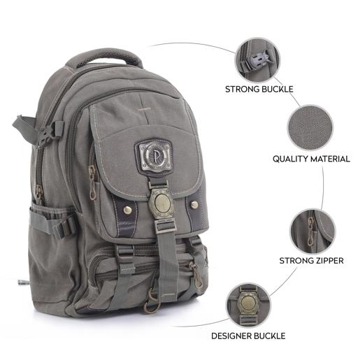 Buy PARA JOHN 20 Canvas Leather Backpack  Travel BackpackRucksack   Casual Daypack College Campus Online in UAE  Wigme