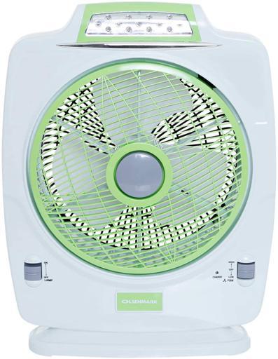 display image 0 for product Rechargeable Fan - LED Night Light - 12V 7Ah Rechargeable Battery - 11-13 Inch Fan - 3 Leaf Blade - 2 Speed Setting - Plastic Body - Portable, Lightweight