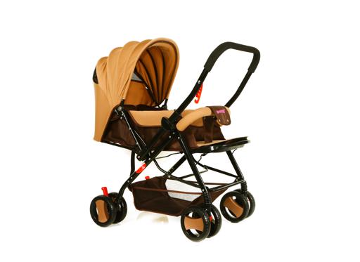 display image 1 for product Baby Stroller Cum Pram | Reversible Handle Bar | With Basket | Baby Plus - Khaki 