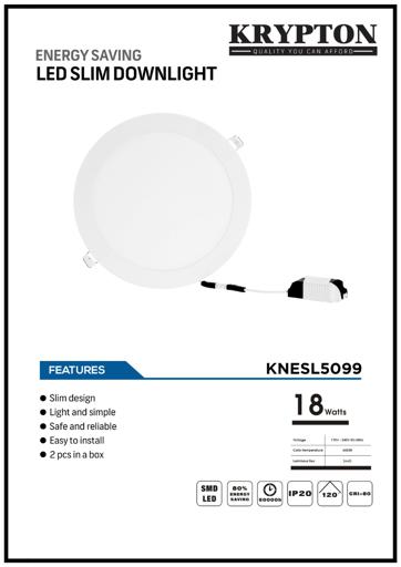 display image 3 for product Krypton 18W Slim Round Led Panel Light, Round Cool Day White Led Surface Mounted Ceiling Light