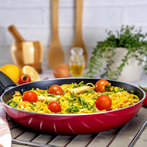 display image 4 for product 28cm Non-Stick Flat Fry Pan, Aluminium Fry Pan, RF1263FP28 | Ergonomic Handle| Dishwasher Safe | Ideal for Frying Sauteing, Stir, Frying & More