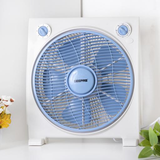 display image 1 for product Geepas GF21113 12'' Box Fan - 3 Speed, 60 Minutes Timer – Portable Personal Desk Fan with Powerful Copper Motor - Ideal for Office, & Home| 2 Year Warranty