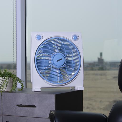 display image 5 for product Geepas GF21113 12'' Box Fan - 3 Speed, 60 Minutes Timer – Portable Personal Desk Fan with Powerful Copper Motor - Ideal for Office, & Home| 2 Year Warranty