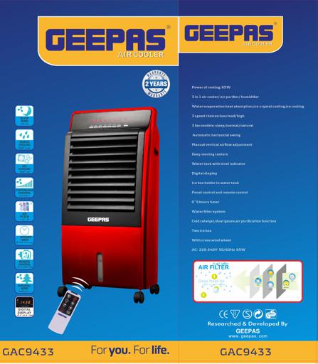 display image 9 for product Geepas 3 In 1 Air Cooler - 3 Speed, 3 Mode (Normal/Natural/Sleep), 0-9 Hours Timer | Led Display | 2 Pcs Ice-Box | Remote | Ideal for Home, Office & More