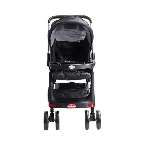 display image 1 for product Baby Plus Grey & Black Stroller Cum Pram