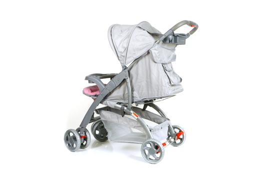 display image 2 for product Baby Plus Pink & Grey Stroller Cum Pram