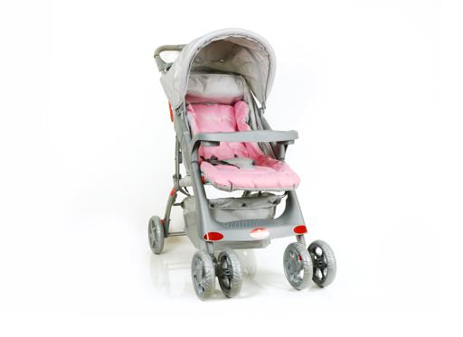 display image 1 for product Baby Plus Pink & Grey Stroller Cum Pram