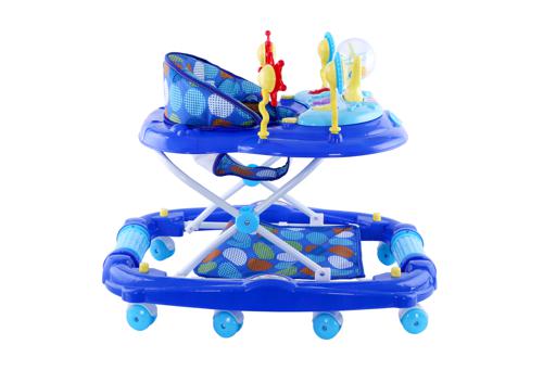 display image 1 for product Baby Plus Blue Baby Walker Cum Rocker Polka Dots