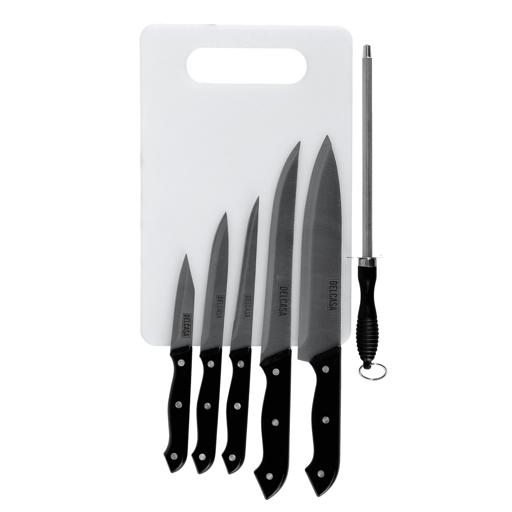Delcasa 7 Pcs Basic Kitchen Knife Set - Stainless Steel 5 Kitchen Knives Along With Knife Sharpener hero image