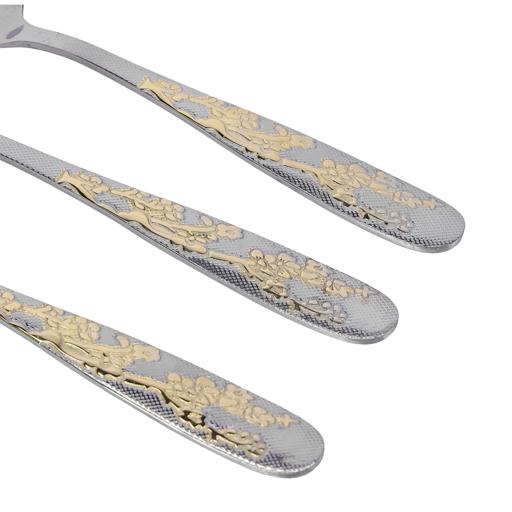 display image 7 for product Delcasa Desert Spoon - 6 Pcs S/S -Stainless Steel - Golden Pattern Cutlery, Long Grip Handle