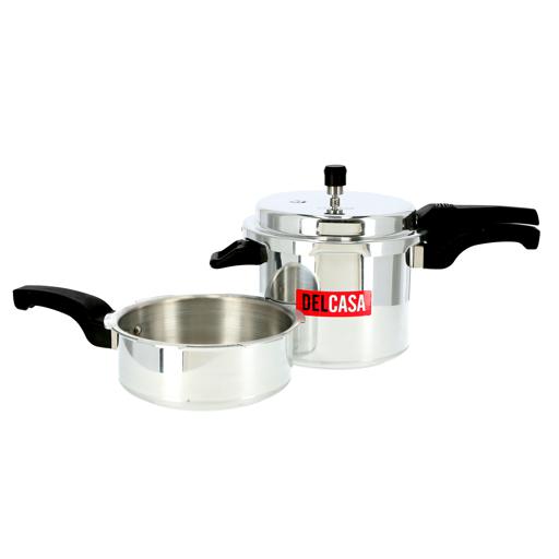 display image 4 for product Delcasa 5L+3L Aluminium Pressure Cooker Combo With Common Lid - Lightweight & Durable Home Kitchen