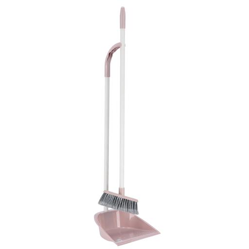 display image 0 for product Delcasa Long Dust Pan & Brush Set - Long Hand Broom With Synthetic Stiff Bristles - Broom Set
