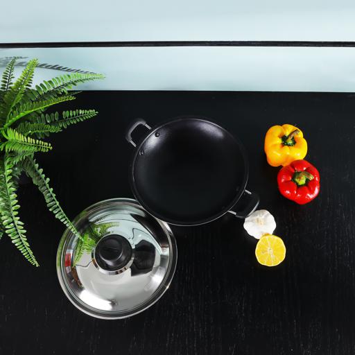 display image 1 for product Delcasa 21Cm Aluminium Appachetty With Lid, Non-Stick Appachetty, Wok With Lid, 2 Layer Coating