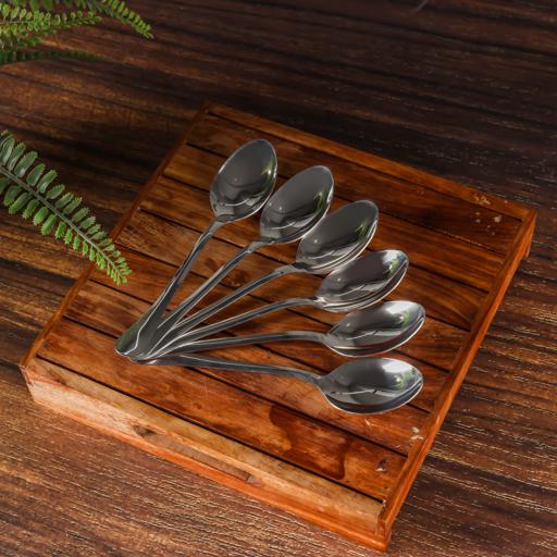 display image 4 for product Delcasa 6Pcs Stainless Steel Dinner Spoon - Ss Handle Cutlery, Dishwasher Safe, Mirror Polished
