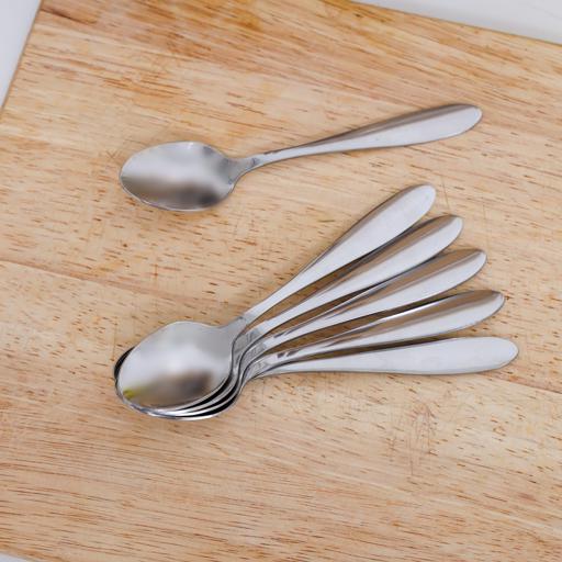 display image 2 for product Delcasa 6Pcs Stainless Steel Tea Spoon - Plain Pattern Cutlery, Dishwasher Safe, Mirror Polished