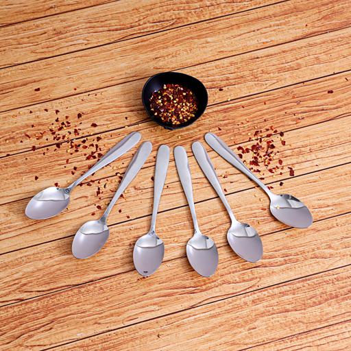 display image 2 for product Delcasa 6 Pcs Stainless Steel Coffee Spoon - Plain Pattern Cutlery, Dishwasher Safe, Mirror Polish