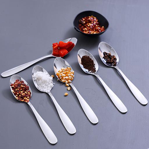 display image 1 for product Delcasa 6 Pcs Stainless Steel Coffee Spoon - Plain Pattern Cutlery, Dishwasher Safe, Mirror Polish