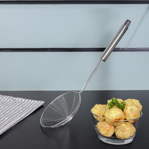 display image 1 for product Delcasa 14" Stainless Steel Strainer - Stainless Steel Wire Skimmer Spoon With Handle For Kitchen