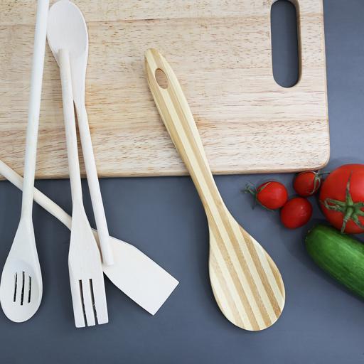 display image 3 for product Delcasa Bamboo Serving Spoon - Heat Resistant Grip Spoon, Bamboo, Cooking And Baking Equipment