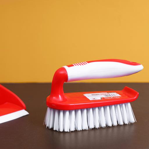 display image 3 for product Delcasa Cleaning Brushiron Shaped Scrubbing Brush With Stiff Bristles & Non-Slip Grip For Stubborn