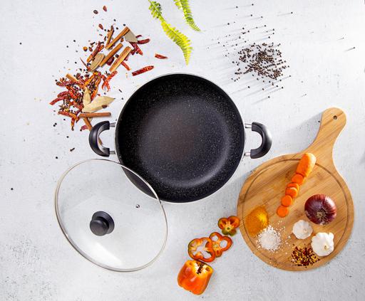 display image 1 for product Delcasa 28Cm Non-Stick Casserole Stock Pot With Glass Lid - Aluminium Cookware Pan Induction Safe