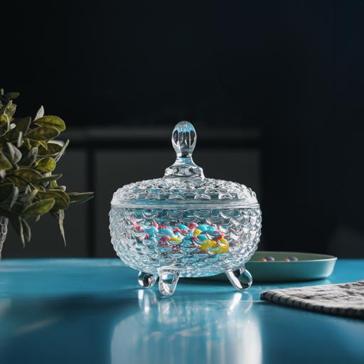 display image 2 for product Delcasa Candy Jar With Lid - Transparent Glass Storage Jar - Glass Storage Container Jar For Sweet