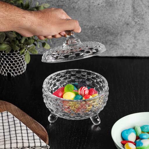 display image 3 for product Delcasa Candy Jar With Lid - Transparent Glass Storage Jar - Glass Storage Container Jar For Sweet