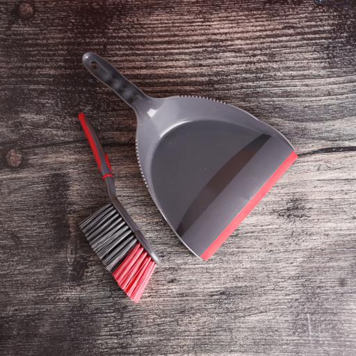 display image 3 for product Delcasa Dust Pan & Brush Set - Hand Broom With Synthetic Stiff Bristles - Broom Set Having Frayed