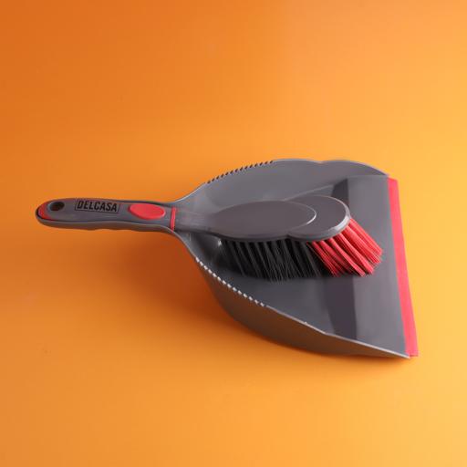 display image 2 for product Delcasa Dust Pan & Brush Set - Hand Broom With Synthetic Stiff Bristles - Broom Set Having Frayed