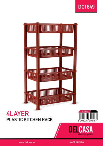 display image 4 for product 4 Layer Plastic Kitchen Rack, Multi-Purpose Cart, DC1849 | Storage Organizer with Ergonomic Handles | Ideal for Bathroom, Kitchen, Office, Library