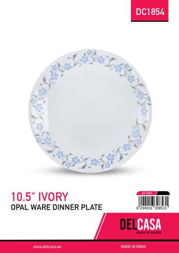 display image 8 for product 10.5" Ivory Opal ware Dinner Plate