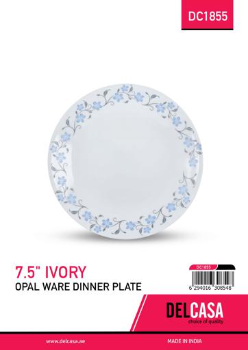 display image 8 for product 7.5" Ivory Opal ware Dinner Plate