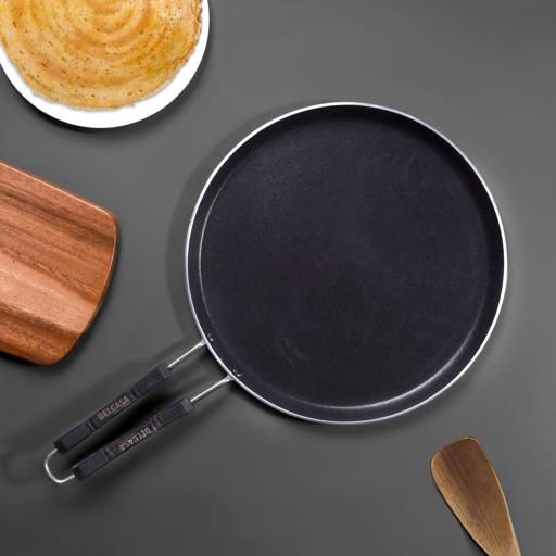 display image 2 for product 27cm Aluminum Nonstick Tawa, Thick Base, DC1911 | Durable Material with Ergonomic Handle | Ideal for Roti, Chapati, Dosa, Pancake, Omelette, Paratha & More