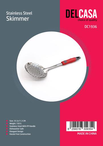 display image 6 for product Stainless Steel Skimmer with PP Handle, DC1936 | Built-In Hang Hole & Comfortable Grip Handle | Durable Food Grade Strainer Spoon For Draining & Frying