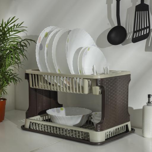 1 Set Dish Drying Rack For Kitchen Counter Over The Sink, Larger 2-Tier  Dish Drying Rack Drainboard Set With Double-Layer Bowl Rack, Cup Rack,  Drain B