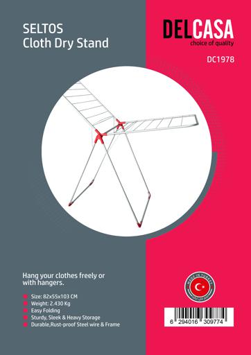 display image 8 for product SELTOS Cloth Dry Stand, DC1978 - Easy Folding Sturdy, Sleek & Heavy Storage, Hang Your Clothes Freely or With Hangers