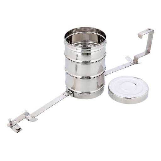 display image 6 for product 3 Layer Steel Bombay Tiffin, Lunch Box, DC1985 - Stainless Steel Food Carrier, 3 -Tier Tiffin Lunch Box Office Pack, Stainless Steel Containers With Locking Clip