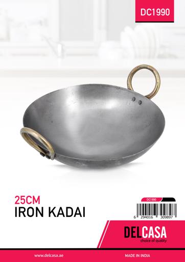 Black Cast Iron Kadai, For Kitchen, Round