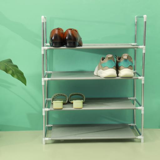 display image 1 for product 4 Layer Shoe Rack, Iron and Non-Woven Fabric Rack, DC2003 | Modern Design Storage Rack | Organize up to 18 Pairs | Easy to Move & Space Saving Storage Rack