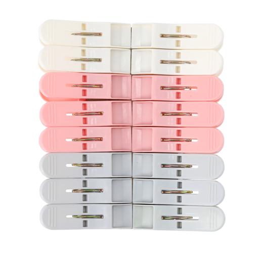 display image 0 for product 16 Pcs Cloth Clip, Plastic and Iron Pin, DC2006 | Laundry Clothes Pins Clips with Springs | 3 Colors Clothes Drying Line Pegs | Air-Drying Clothing Pin Set