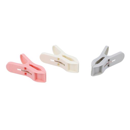 display image 6 for product 16 Pcs Cloth Clip, Plastic and Iron Pin, DC2006 | Laundry Clothes Pins Clips with Springs | 3 Colors Clothes Drying Line Pegs | Air-Drying Clothing Pin Set