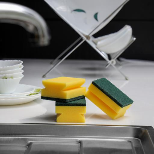Set of 2 Plate Scourer Squeegee Sponge Countertop Dish Cleaner 