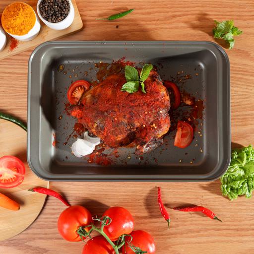 display image 4 for product Roaster Pan, Carbon Steel, Non-Stick Coating, DC2036 - For Oven Use Only, Deep Large Roasting Tin, Premium Quality, Easy to Clean