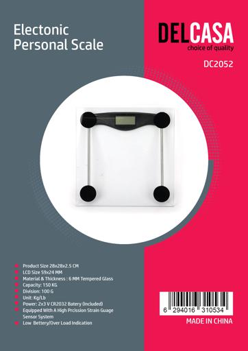 display image 7 for product Electronic Personal Scale, LCD display, DC2052 | Tempered Glass Platform | 150Kg Capacity | LCD Display | Low Power & Overload Indicator