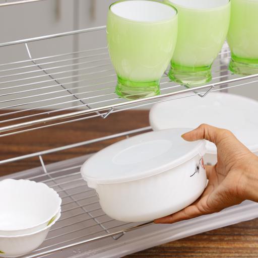 Kitchen Plastic Drain Bowl Rack With Cover Plastic Board Put Dishes  Tableware Storage Box Drying