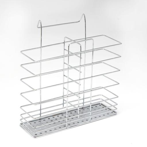 Gold Finish Steel Wire Compact Dish Rack with Oversized Utensil Holder,  White