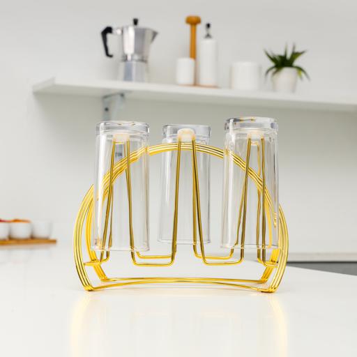 Golden Iron Mug Drying Rack 6 Hook Water Cup Drain Rack Minimalist Glass  Cup Stand Countertop – the best products in the Joom Geek online store